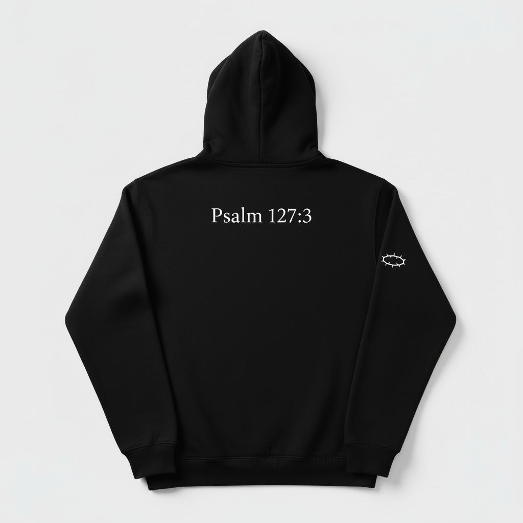 Black Hoodie Back - Psalm 127:3