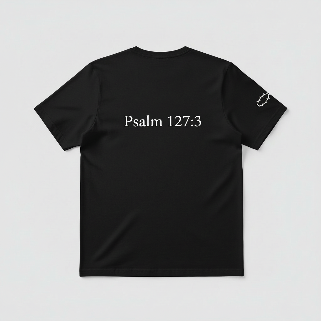 Black T-Shirt Back - Psalm 127:3